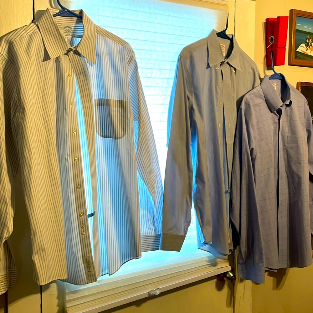 3 newly dry cleaned brooks brother button down dress shirts all fitted 16-36